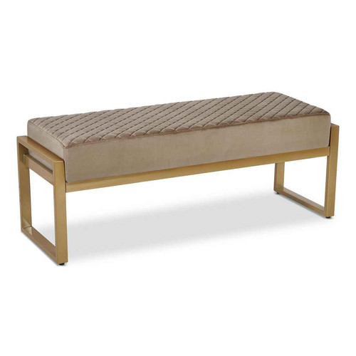 3S. x Home - Banquette MADISON Velours Taupe Pieds Or - Chaise, tabouret, banc