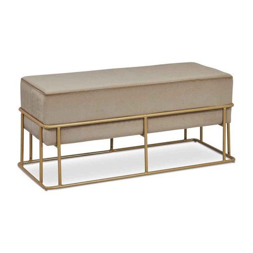 3S. x Home - Banquette TRISTAN Velours Taupe Pieds Or - Mobilier Deco