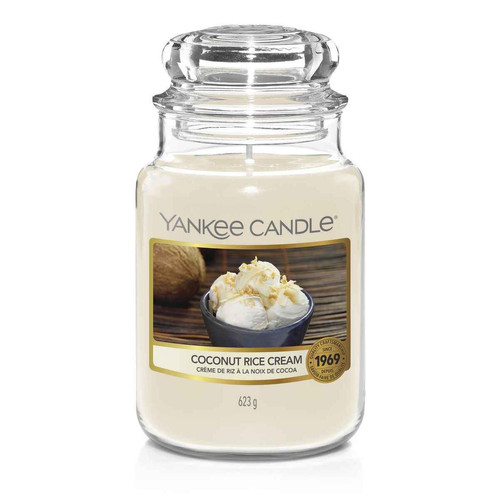 Yankee Candle Bougie - Bougie Grand Modèle Coconut Rice Cream - Yankee candle bougie deco