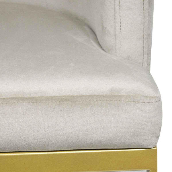 Chaise / Fauteuil NOULI Velours Taupe Pieds Or Fauteuil