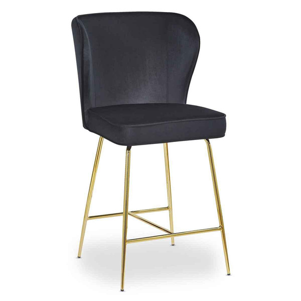 Chaise de bar ELSA Gold Velours Noir Noir 3S. x Home Meuble & Déco