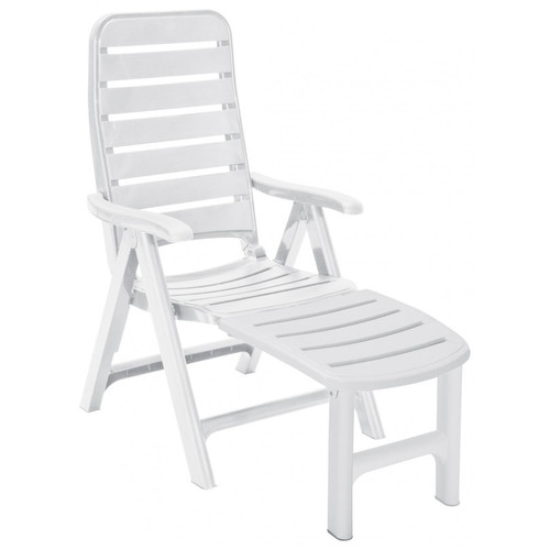 3S. x Home - Chaise De Jardin Multipositions Avec Repose-Pieds Premiere Blanc - Chaise de jardin