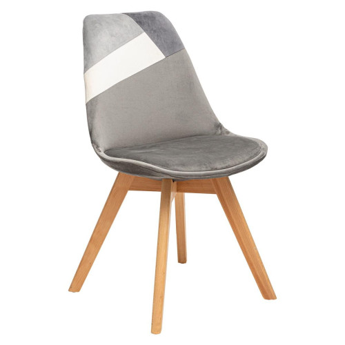 3S. x Home - Chaise Gris Diner Patchwork Baya - Chaise, tabouret, banc