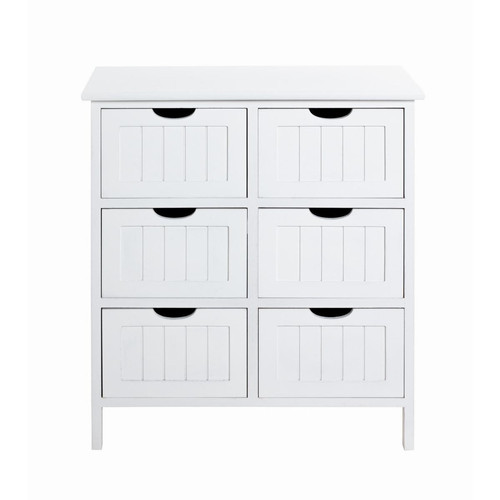 3S. x Home - Commode 6 Tiroirs Blanc - Commode