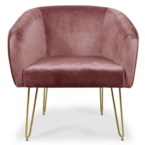 3S. x Home - Fauteuil TERANO Velours Rose - Mobilier Deco