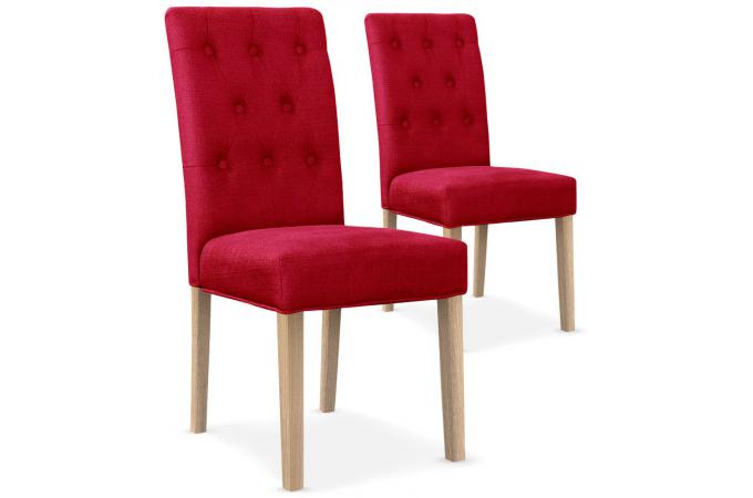 Lot de 2 chaises Capitonnée Tissu Rouge COSTA Rouge 3S. x Home Meuble & Déco