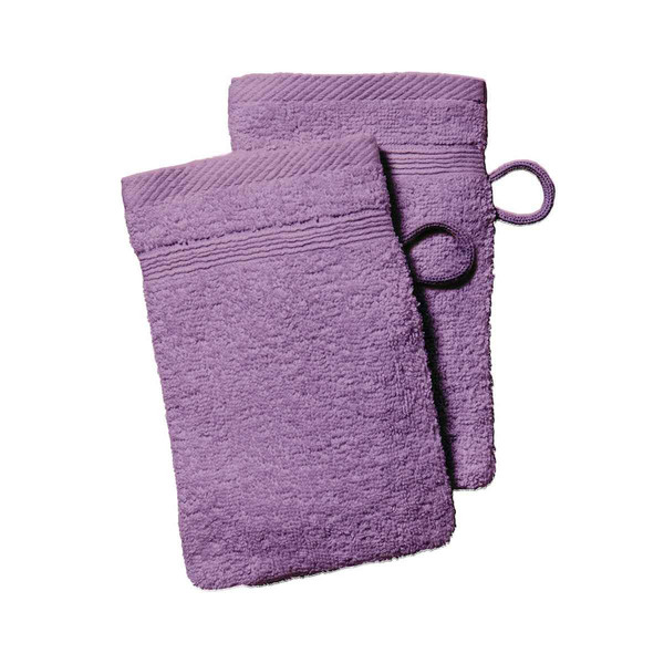 Lot de 2 Gants de Toilette Premium Coton 16 x 21 cm Uni Figue Violet Today Linge de maison