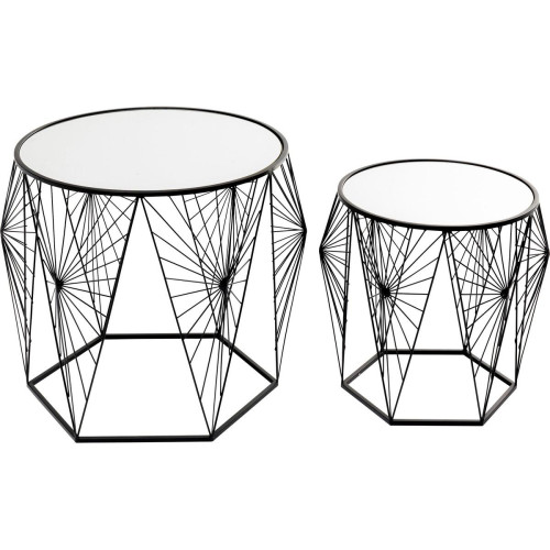 Kare Design - Lot De 2 Tables d'Appoint COBWEB Noir - Table d appoint noire