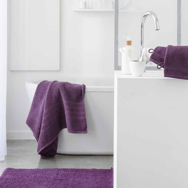 Serviette de Toilette Premium Coton 50 x 90 cm Uni Figue Violet Today Linge de maison