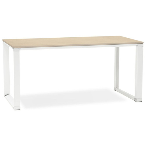 3S. x Home - Table à Manger Couleur Naturel Métal Blanc WARNER - Table Salle A Manger Design