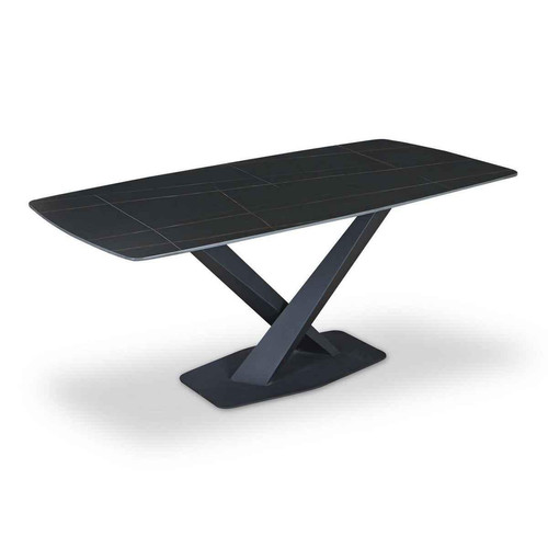 3S. x Home - Table AXENA en Verre Noir - Table Salle A Manger Design