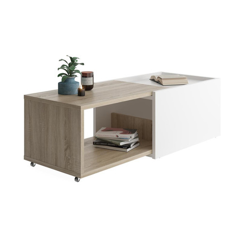 3S. x Home - Table Basse Couleur Chêne Blanc SLIDE - Table Basse Design