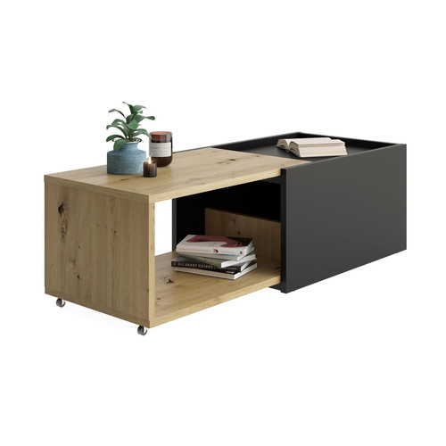 3S. x Home - Table Basse Couleur Chêne Noir SLIDE - Table d appoint noire