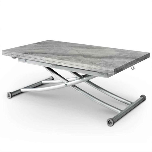 3S. x Home - Table Basse relevable PATEL effet Marbre - Table Basse Design