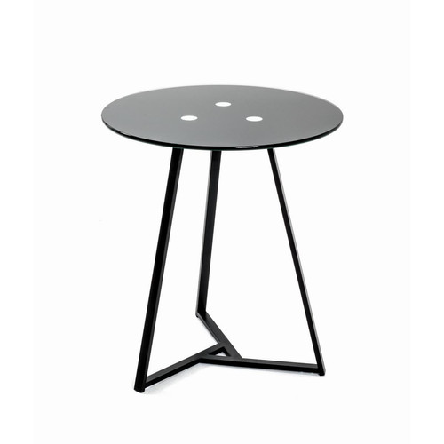 3S. x Home - Table d'Appoint Plateau En Verre - Table d appoint noire