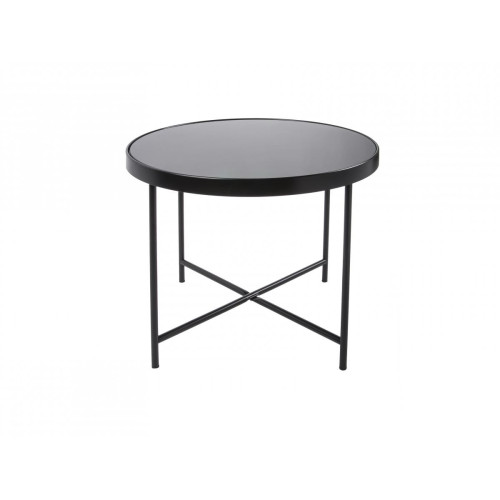 3S. x Home - Table d'Appoint SMOOTH Noir Matte et Plateau en Verre - Table d appoint noire