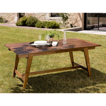 Table de jardin HANNA 8/10 personnes - rectangulaire scandi extensible 180/240x100cm en bois teck huilé