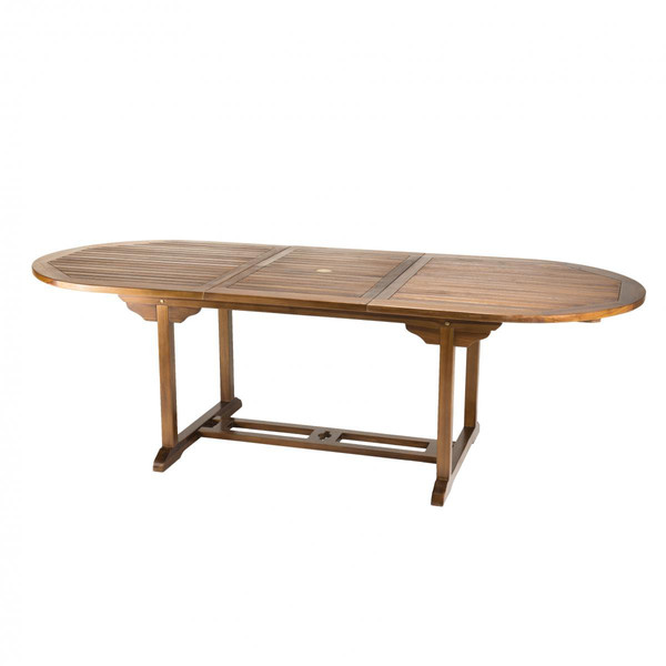 Table de jardin HANNA 8/10 personnes - Table ovale extensible 180/240 x 100 cm en bois teck huilé MACABANE