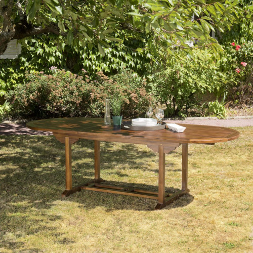 Macabane - Table de jardin HANNA 8/10 personnes - Table ovale extensible 180/240 x 100 cm en bois teck huilé - Cyber Monday 3 SUISSES