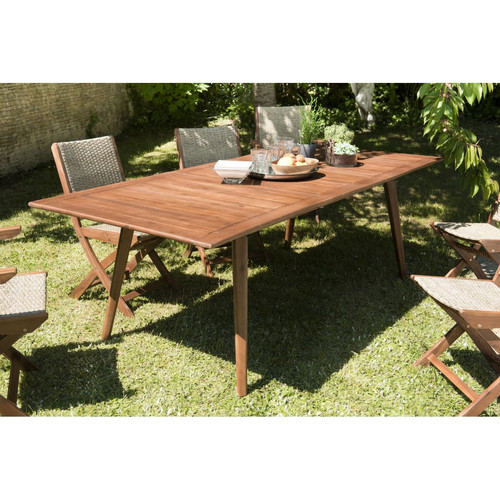 Table de jardin VICTOIRE 8/10 personnes - extensible 180/240x100 cm en bois Acacia MACABANE