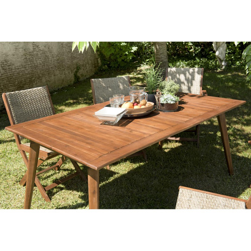Macabane - Table de jardin VICTOIRE 8/10 personnes - extensible 180/240x100 cm en bois Acacia - Promo Meuble & Déco