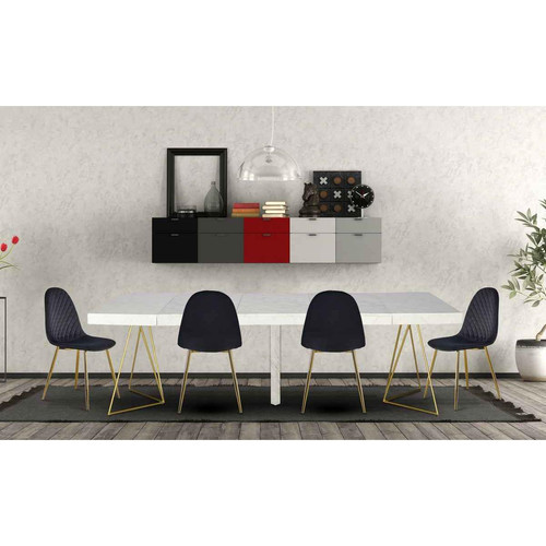 Table Extensible NEILA Effet Marbre Blanc 3S. x Home Meuble & Déco