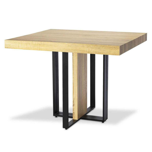 3S. x Home - Table Extensible TERESA Chêne Clair Pieds Noir - Table
