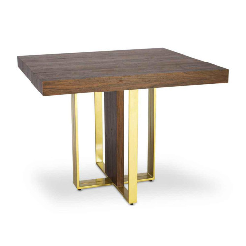 3S. x Home - Table Extensible TERESA Gold Marron Noisette Pieds Or - Table Extensible Design