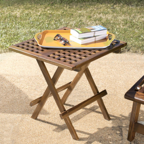 Macabane - Table pique nique de jardin HANNA carrée en bois teck huilé - Table De Jardin Design