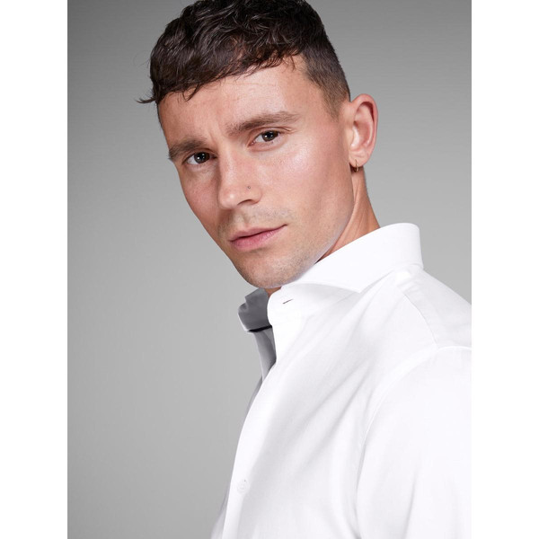 Chemise habillée Comfort Fit Col chemise Manches longues Blanc en coton Chemise homme