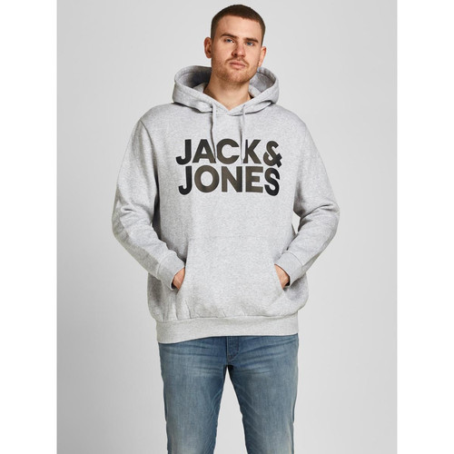 Jack & Jones - Sweat à capuche Regular Fit Manches longues Gris Clair Tate - Vêtement de sport  homme