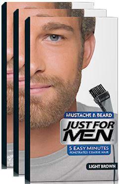 Just for Men - COLORATIONS BARBE Châtain Clair - PACK 3 - Promo Soins homme Soldes