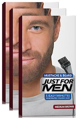 Just for Men - COLORATIONS BARBE Châtain - PACK 3 - Promo Soins homme Soldes