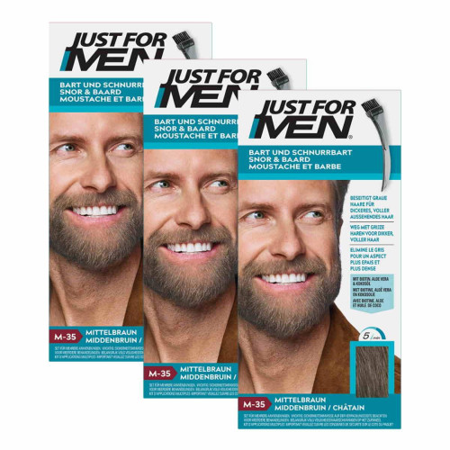 Just for Men - PACK 3 COLORATIONS BARBE - Chatain Moyen Clair - Just For Men - N°1 de la Coloration pour Homme