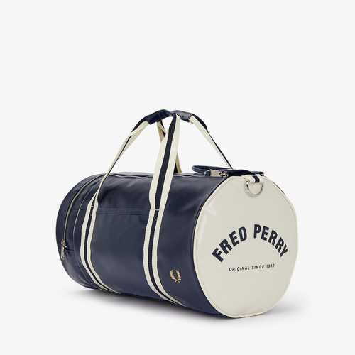 Fred Perry - Sac de voyage bleu/écru en cuir - Accessoires mode & petites maroquineries homme