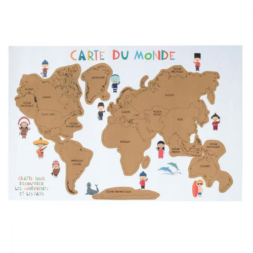 La Grande Récré - Poster carte du monde à gratter - Premiers apprentissages