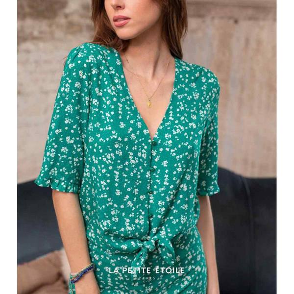 Blouse imprimée Alaise - Verte en viscose La Petite Etoile Mode femme