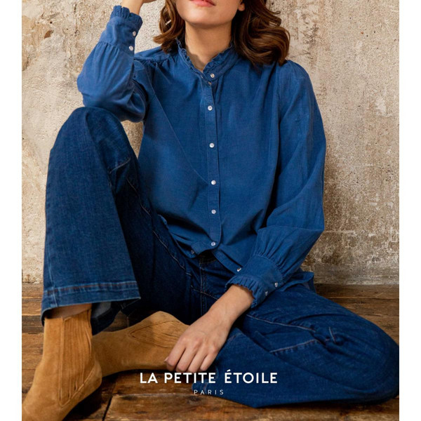 Chemisier MEGALO VELOURS bleu en coton La Petite Etoile Mode femme