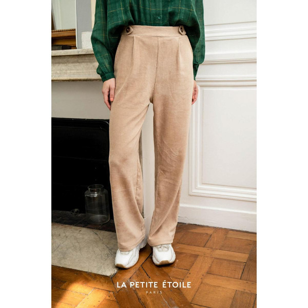 Pantalon Droit NAVAN beige en coton La Petite Etoile Mode femme