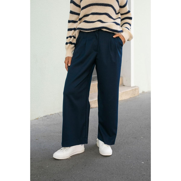 Pantalon Large MIRAZIO bleu marine en coton La Petite Etoile Mode femme