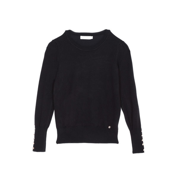Pull noir manches longues BEATRICE en viscose Pull