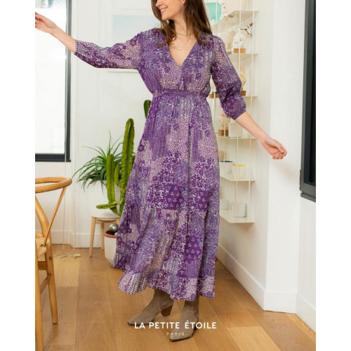 Robe Longue MYLO violet en coton La Petite Etoile