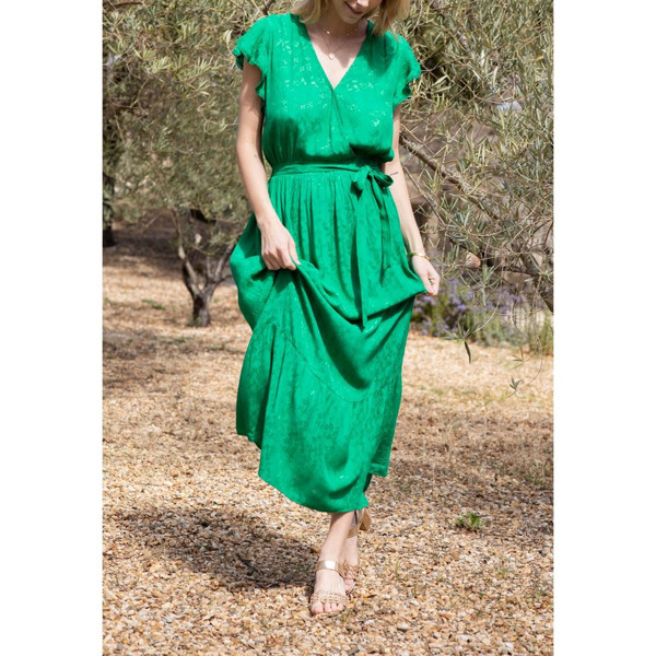 Robe YVORA vert en viscose La Petite Etoile Mode femme