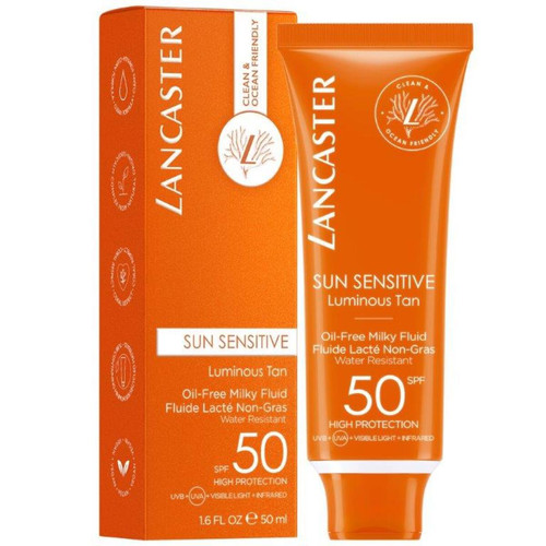 Lancaster Solaires - Fluide lacté non gras visage Sun Sensitive SPF 50 - Solaire et bronzant  femme