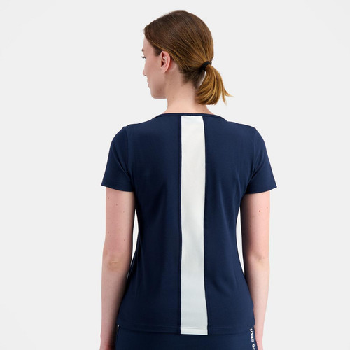 T-shirt Femme manches courtes TENNIS N°1 W dress blues bleu en coton Le coq sportif