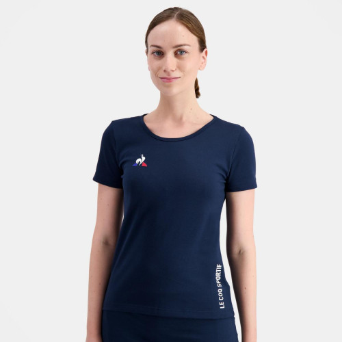Le coq sportif - T-shirt Femme manches courtes TENNIS N°1 W dress blues - Promo T-shirt manches courtes