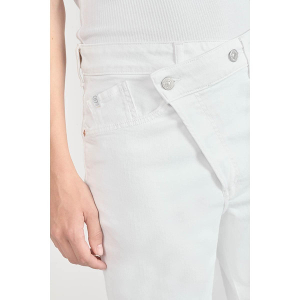 Jeans boyfit cosy, 7/8ème blanc en coton Jean droit femme