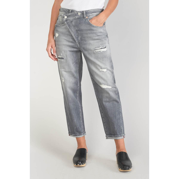 Jeans boyfit cosy, 7/8ème gris en coton Le Temps des Cerises Mode femme