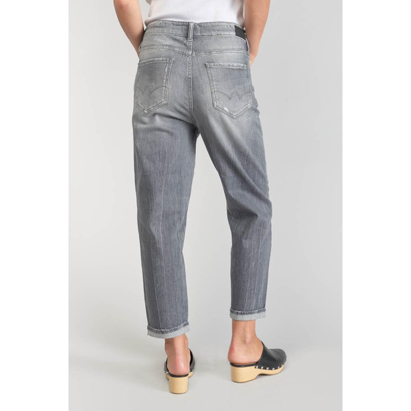 Jeans boyfit cosy, 7/8ème gris en coton Jean droit femme