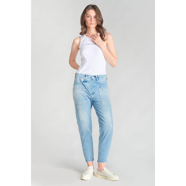 Jeans boyfit cosy, 7/8ème bleu en coton Ivy Le Temps des Cerises Mode femme